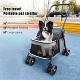 Luxurious Grey Pet Stroller for Small Dogs and Cats - Foldable, 360° Maneuverable with Adjustable Canopy and Safety Features